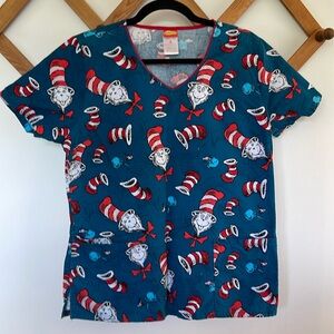 3-Beloved Dr. Seuss Size M 100%cotton scrub tops.